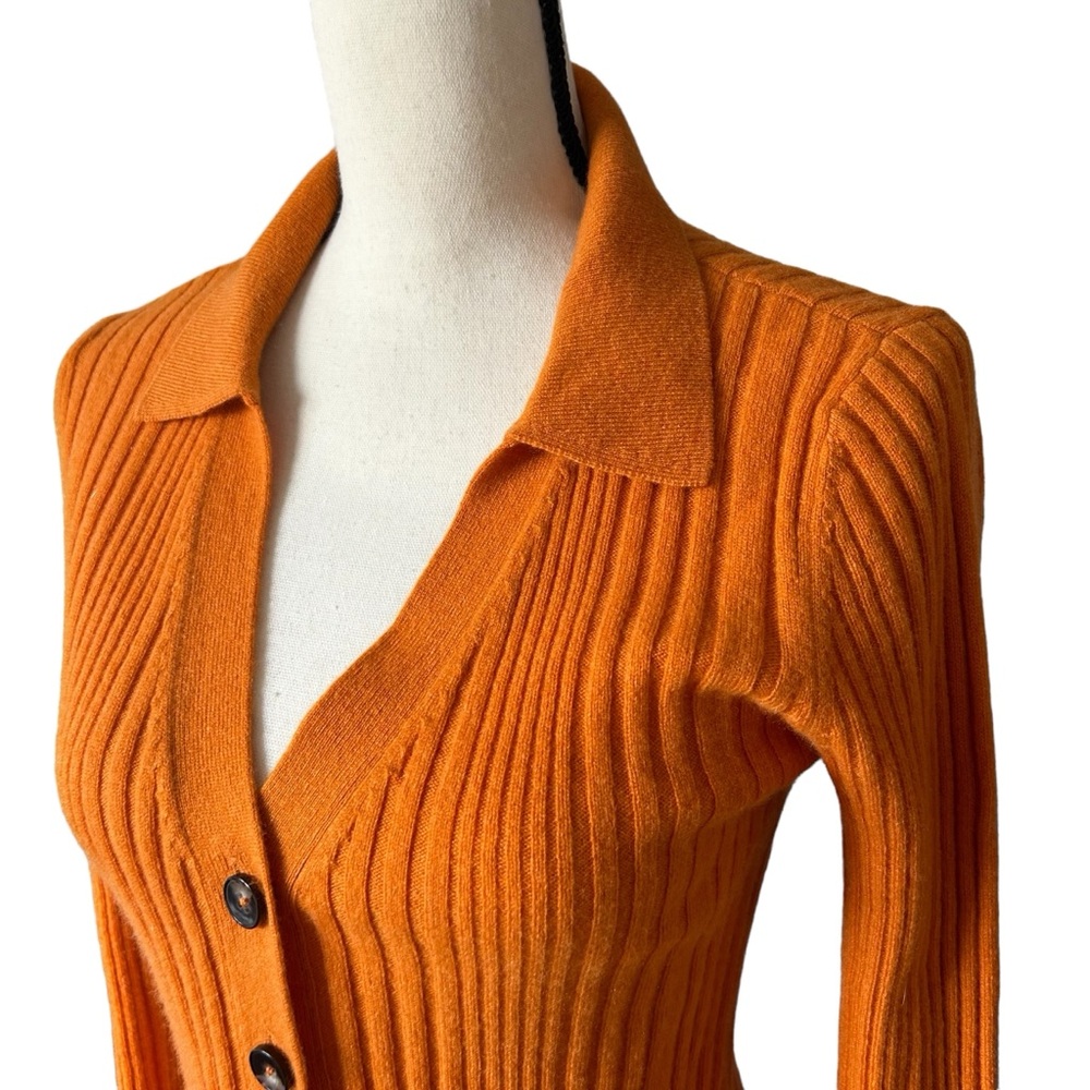 Reformation Orange Ribbed Cardigan - Picture 4 of 9